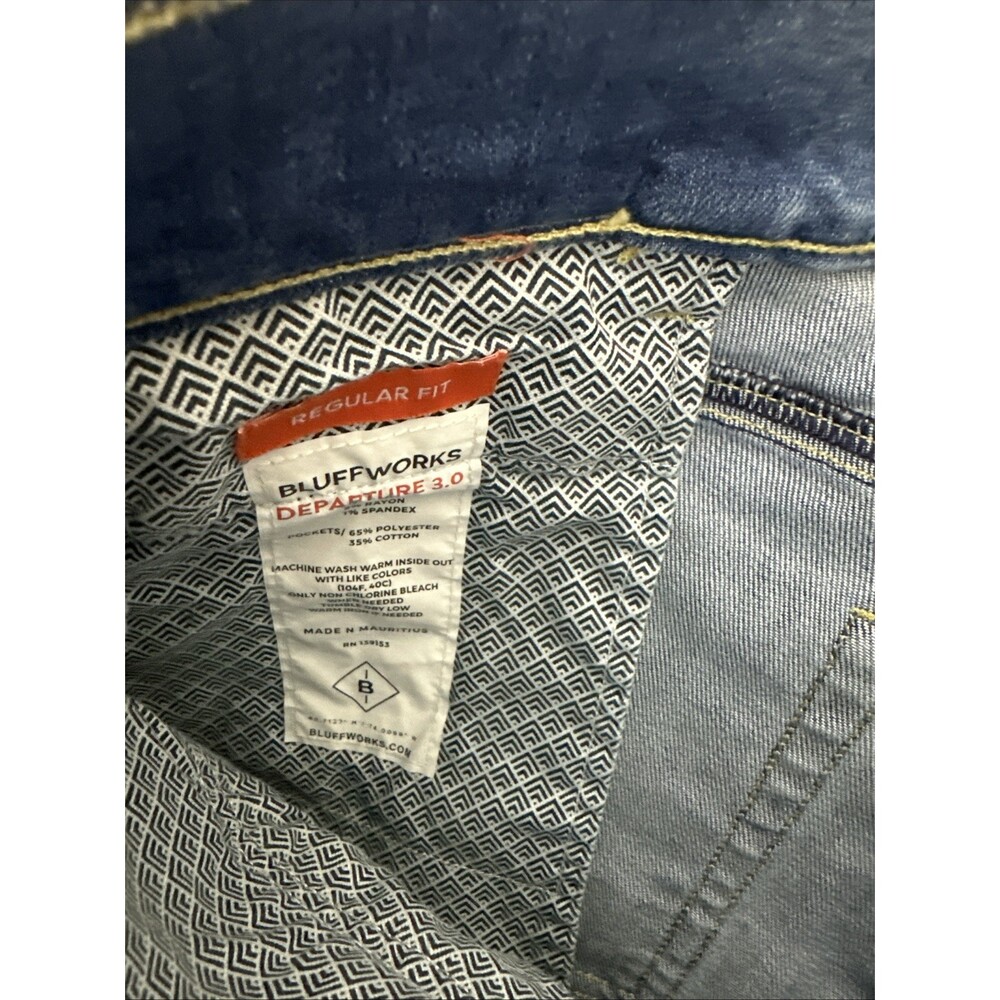 Nwt Bluffworks Departure 3.0 Jeans Mens 30x28 Regular Fit Light Blue Wash — image 6 of 8